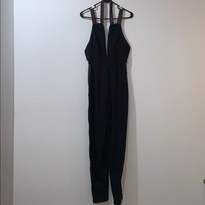 Black Long Pants Junpsuit with Bronze lining
